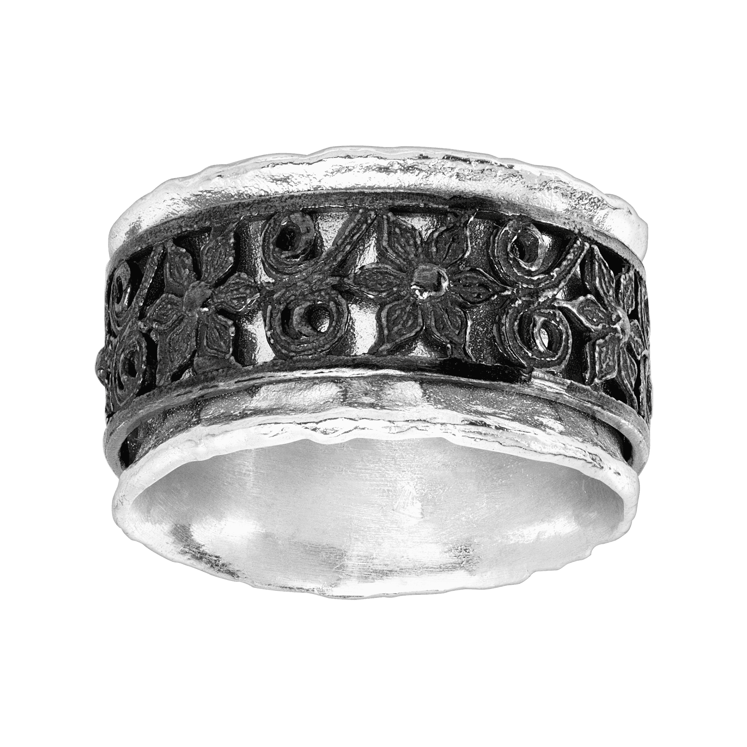 Silpada 'Laceleaf' Floral Band Ring in Sterling Silver & Black Rhodium ...