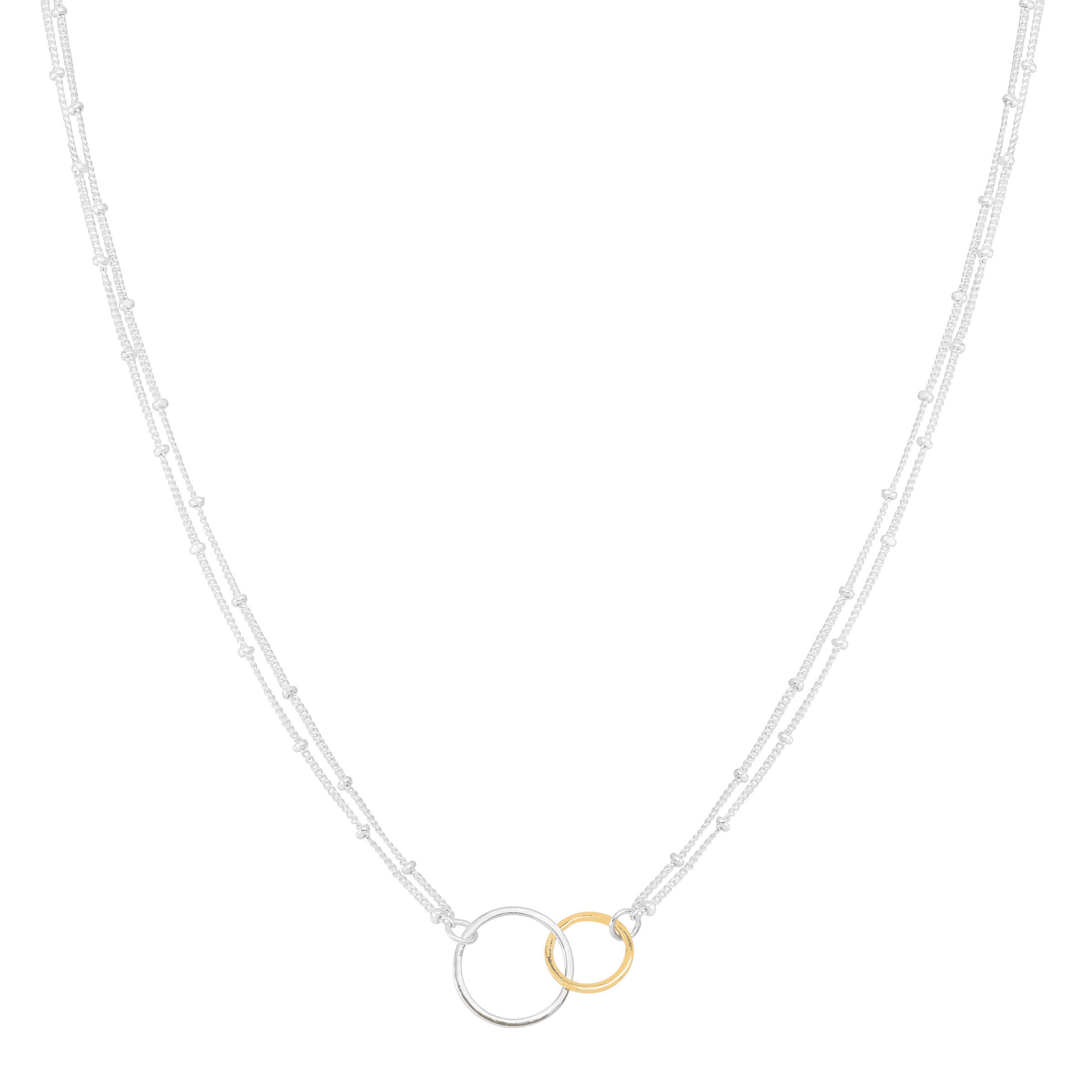 Sterling Silver with Yellow Gold-Plating Double Strand Necklace - Silpada -  .925 Sterling Silver Two-Tone Pagosa Minimalist Circle Link Necklace|