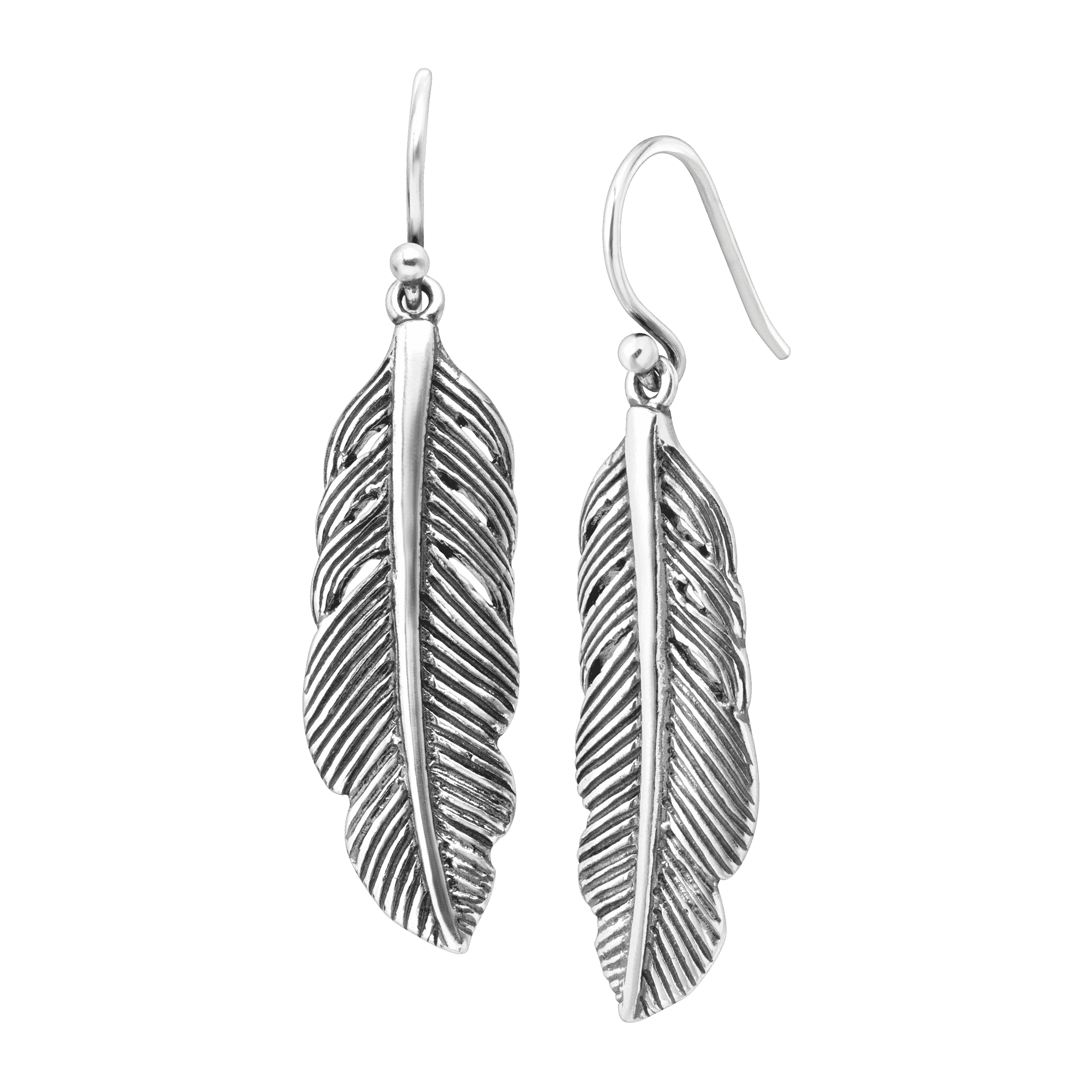 Etched Feather Drop Earrings
