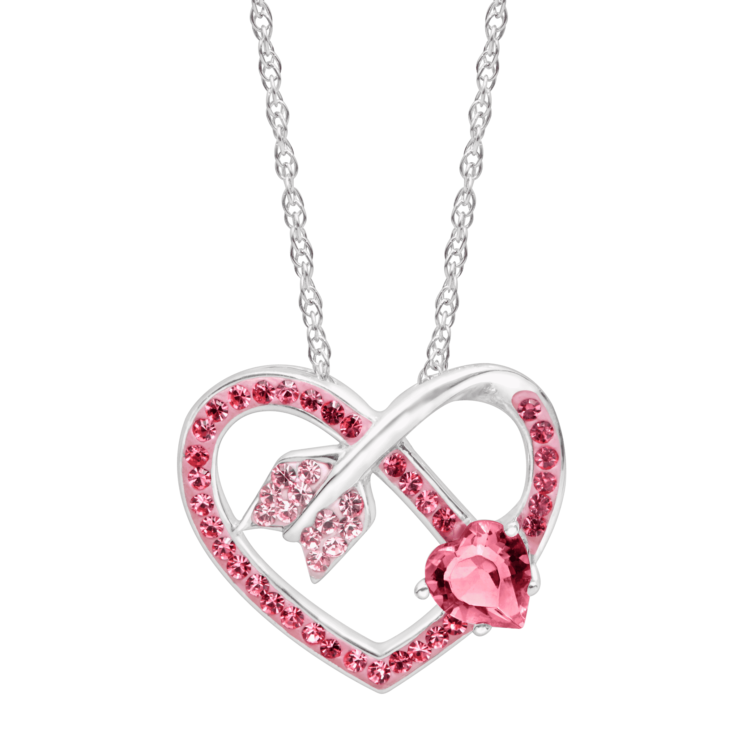 Crystaluxe Pink & Rose Crystal & Sterling Silver Arrow Heart Pendant ...