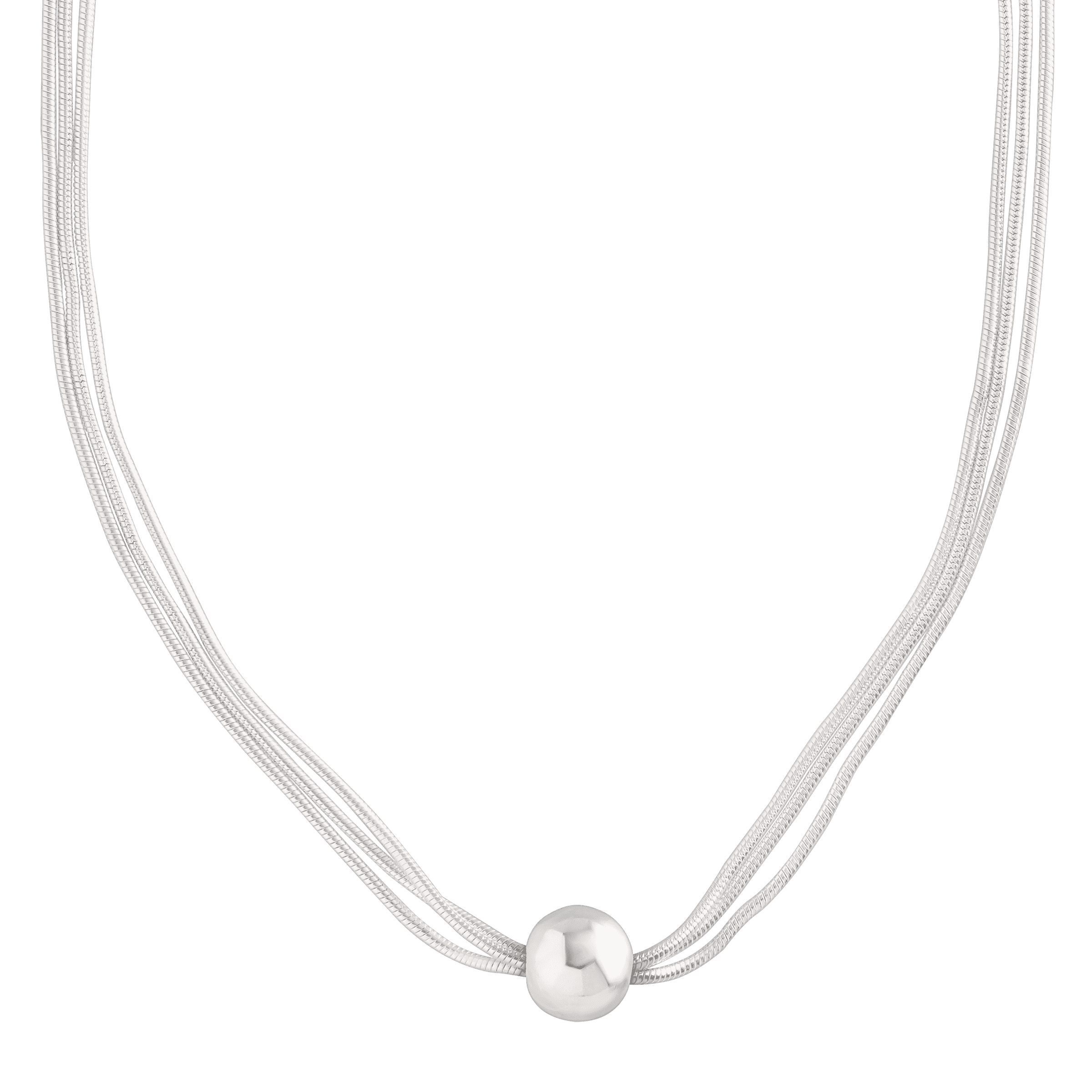 Sterling Silver Multi Strand with Solitaire Bead Necklace Silpada