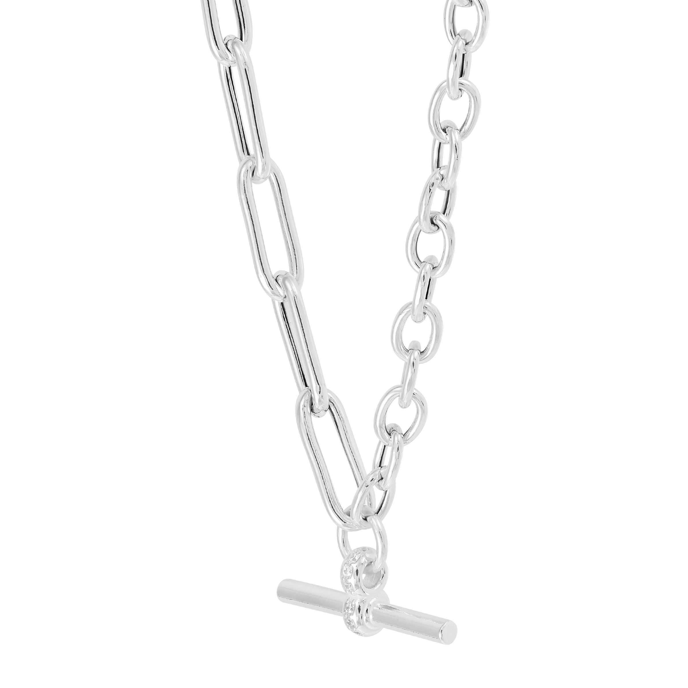 Sterling Silver Engraveable Heart Toggle Link Charm Necklace - Walmart.com