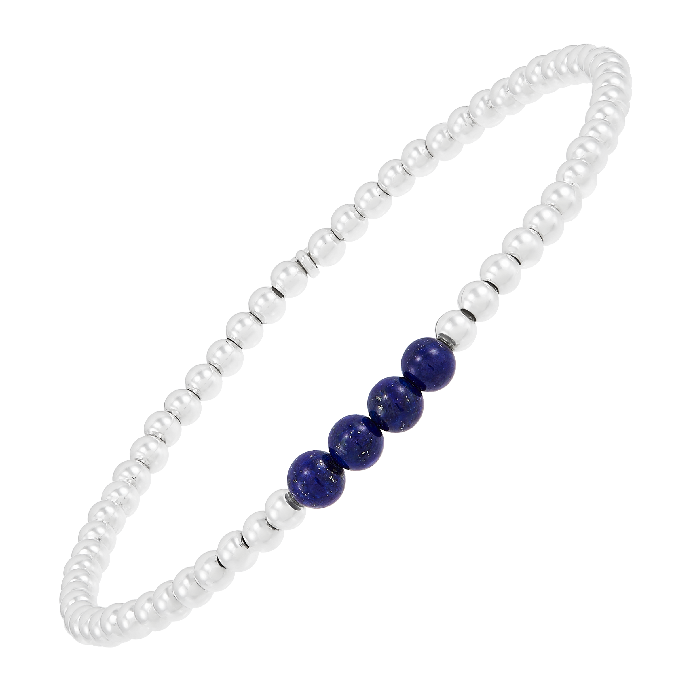 Fine buy Bracelet In Lapis Lazuli Beads And Gold Plated Silver Beads Set With Zircon In Silver